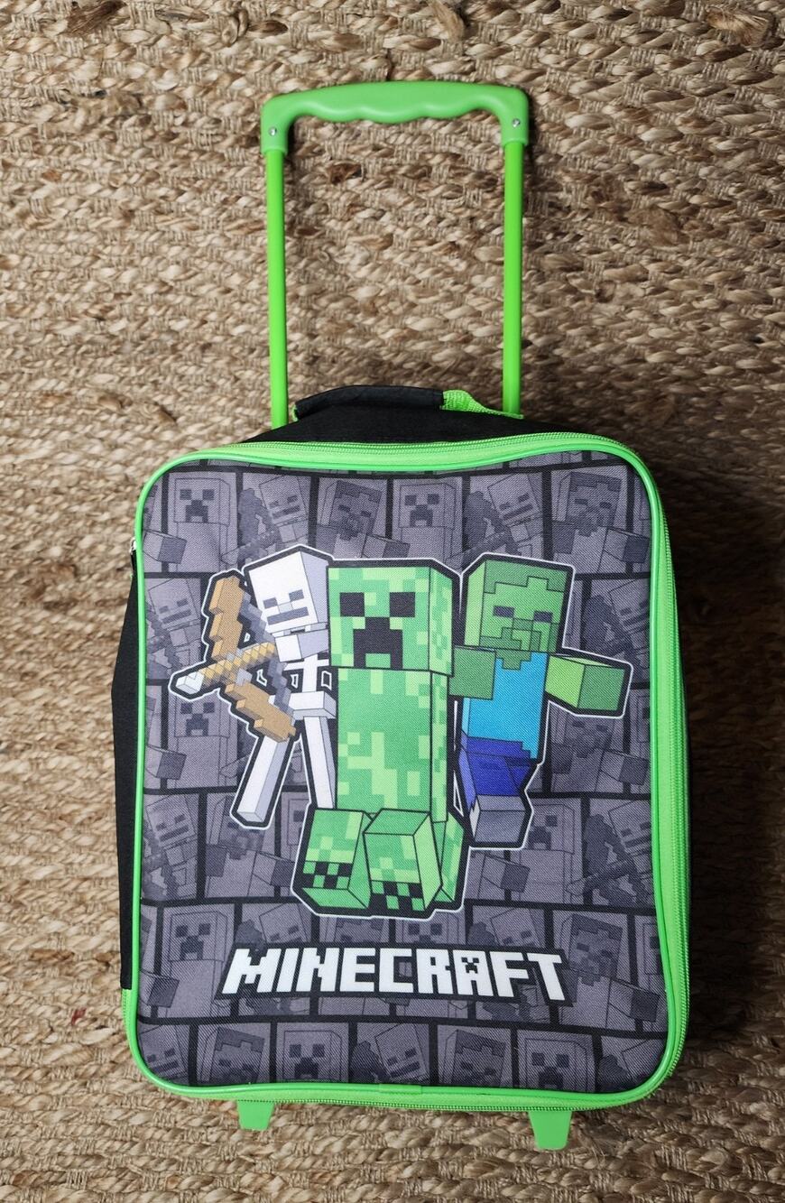 Kids Minecraft Luggage Bag Foldable Rolling Suitcase Travel Bag Vacation School
